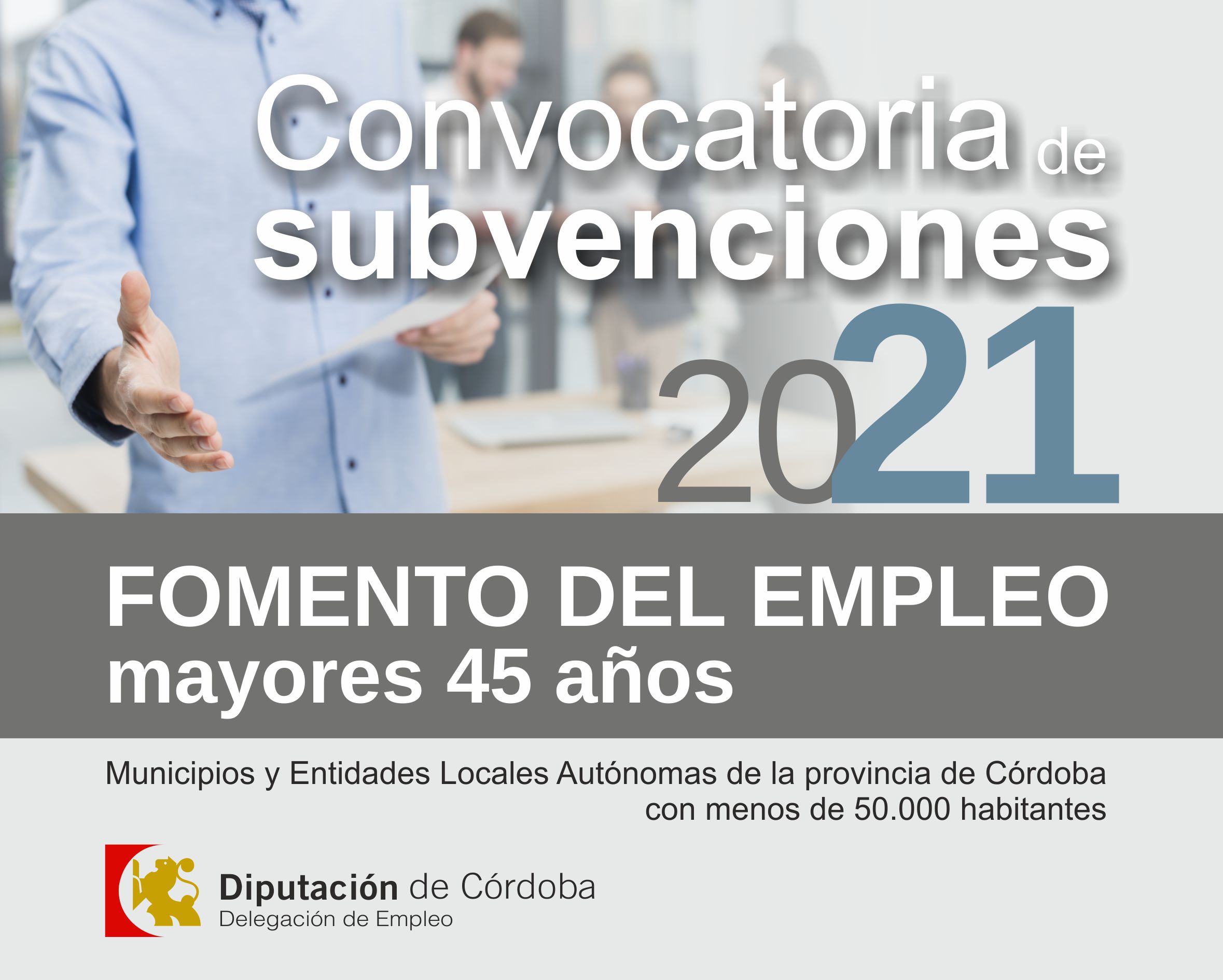 CONVOCATORIA DE SUBVENCIONES A MUNICIPIOS Y ENTIDADES LOCALES AUTÓNOMAS DEL PROGRAMA “FOMENTO EMPLEO MAYORES DE 45 AÑOS” DE ESTA DIPUTACIÓN.